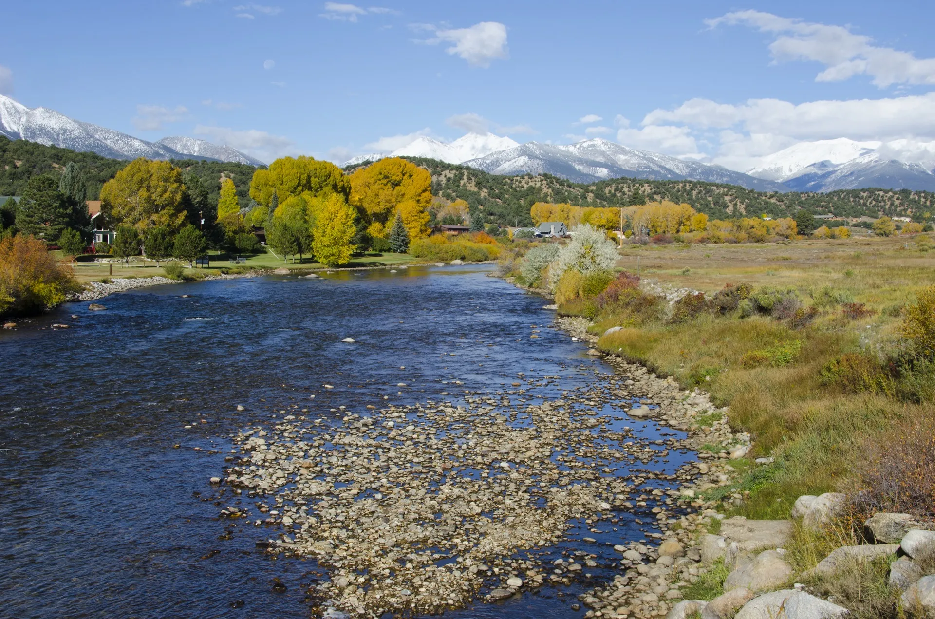 The Arkansas River winding through Colorado mountains